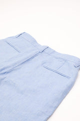 Mens chino shorts in iced blue linen Fabric