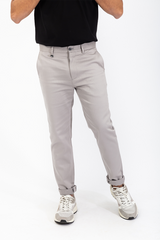 Made to order pants in a light grey cotton fabric
