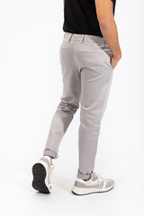 Made to order pants in a light grey cotton fabric