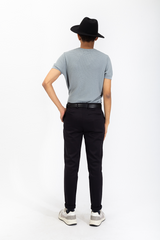 Custom fit chinos in a black cotton fabric