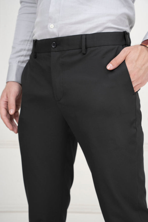 Black Water Repellant Slim Fit Formal Pants