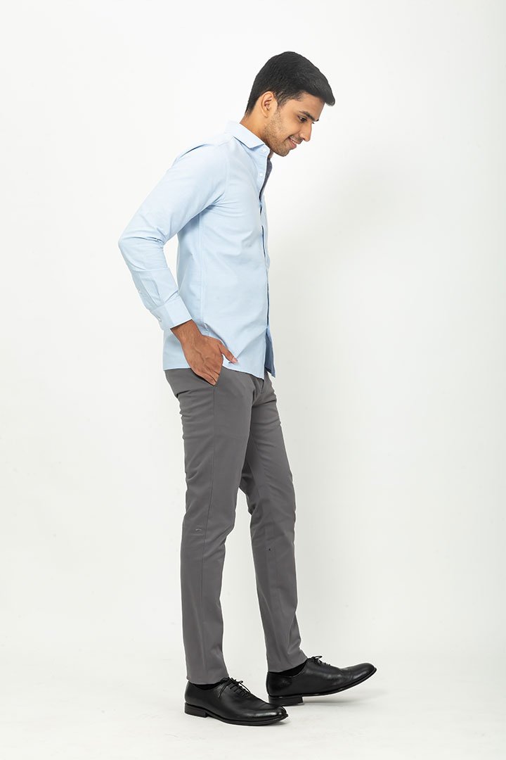 Custom made trousers in a Grey cotton fabric