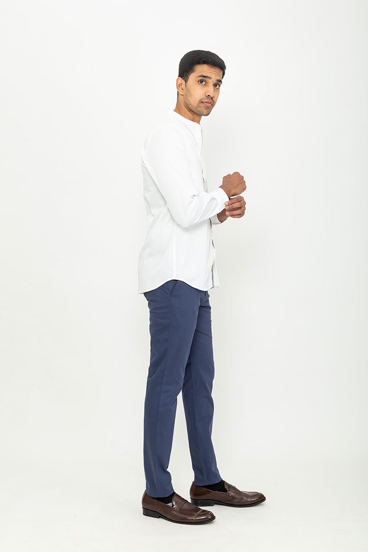 Made to order trousers in a  Navy cotton fabric