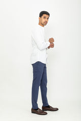Made to order trousers in a  Navy cotton fabric