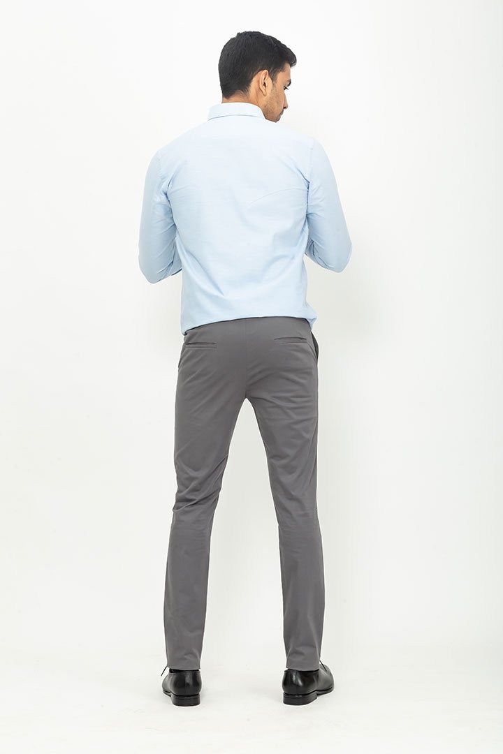 Custom made trousers in a Grey cotton fabric