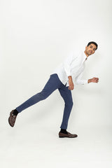 Made to order trousers in a  Navy cotton fabric