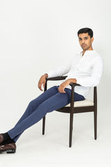 Made to order trousers in a  Navy cotton fabric