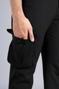 Custom fit Dress pant trousers in a stretch navy Poly Viscose fabric