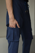 Custom fit Dress pant trousers in a stretch navy Poly Viscose fabric