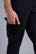 Custom fit Dress pant trousers in a stretch navy Poly Viscose fabric