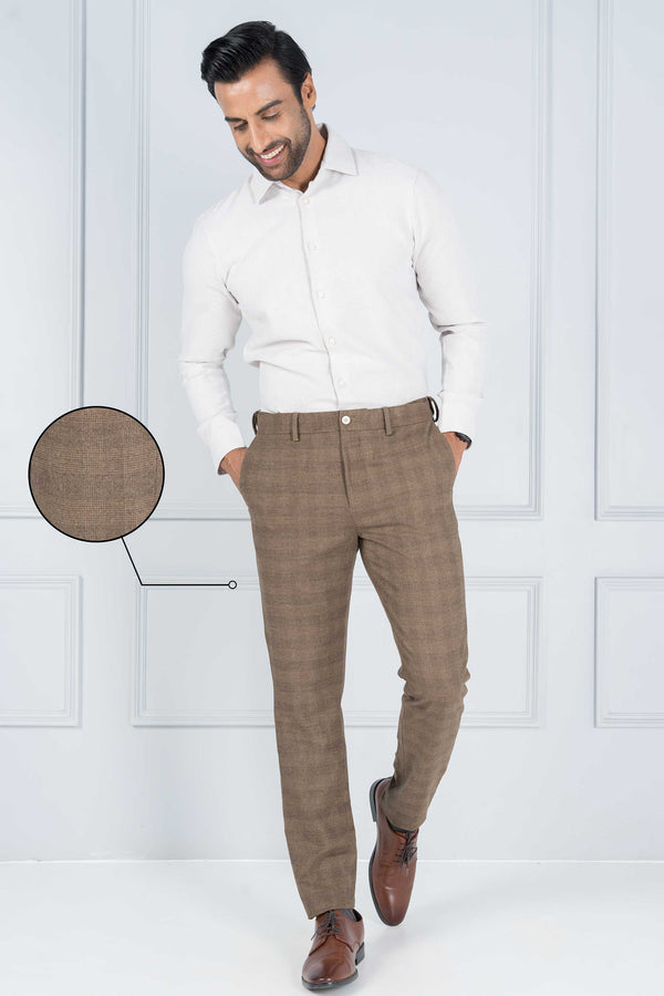 Khaki Plaid Formal Pants