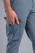 Custom fit Dress pant trousers in a stretch navy Poly Viscose fabric