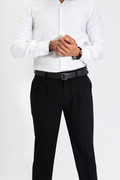 Custom fit Dress pant trousers in a stretch navy Poly Viscose fabric