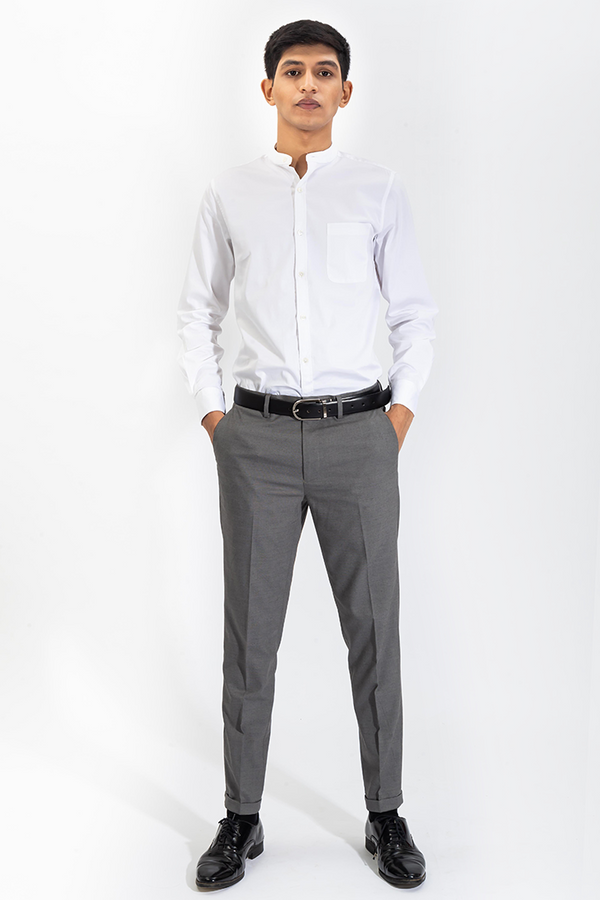 Dress pant trousers in a stretch grey Poly Viscose fabric