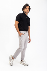 Made to order pants in a light grey cotton fabric