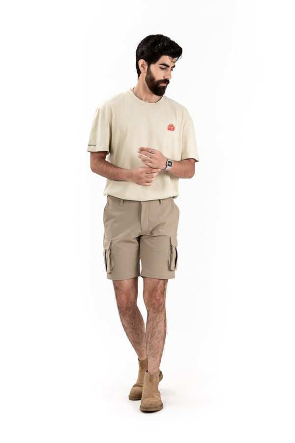 Camel Stretch Cargo Shorts