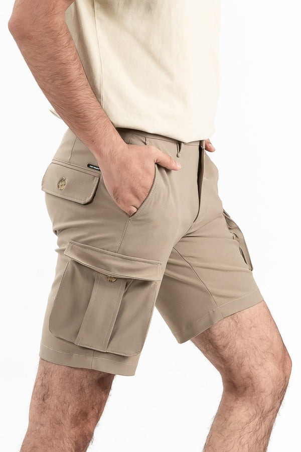 Camel Stretch Cargo Shorts