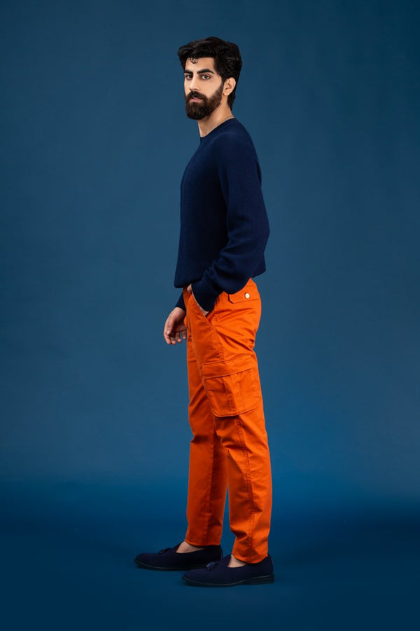 Autum Rust Stretch Cargo Pants for men