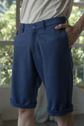 Custom fit Dress pant trousers in a stretch navy Poly Viscose fabric