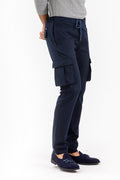 Custom fit Dress pant trousers in a stretch navy Poly Viscose fabric