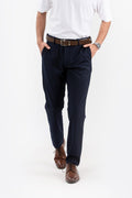 Custom fit Dress pant trousers in a stretch navy Poly Viscose fabric