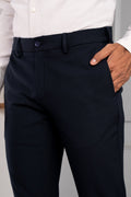 Custom fit Dress pant trousers in a stretch navy Poly Viscose fabric