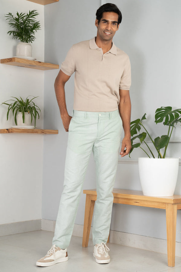 Ice Green Cotton Linen Pants