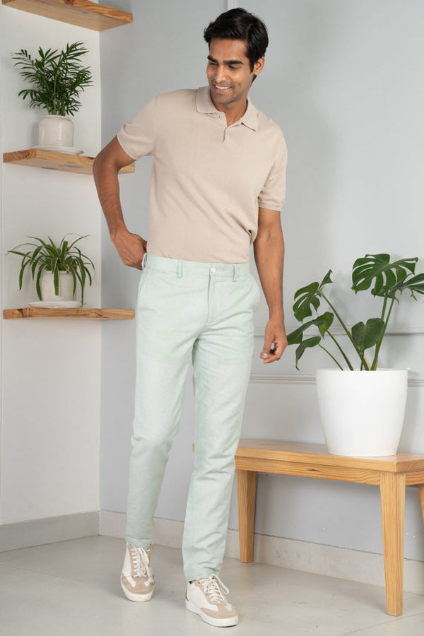 Ice Green Cotton Linen Pants