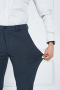 Custom fit Dress pant trousers in a stretch navy Poly Viscose fabric