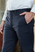 Custom fit Dress pant trousers in a stretch navy Poly Viscose fabric