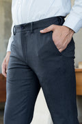 Custom fit Dress pant trousers in a stretch navy Poly Viscose fabric