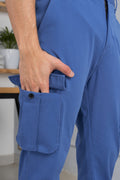 Custom fit Dress pant trousers in a stretch navy Poly Viscose fabric