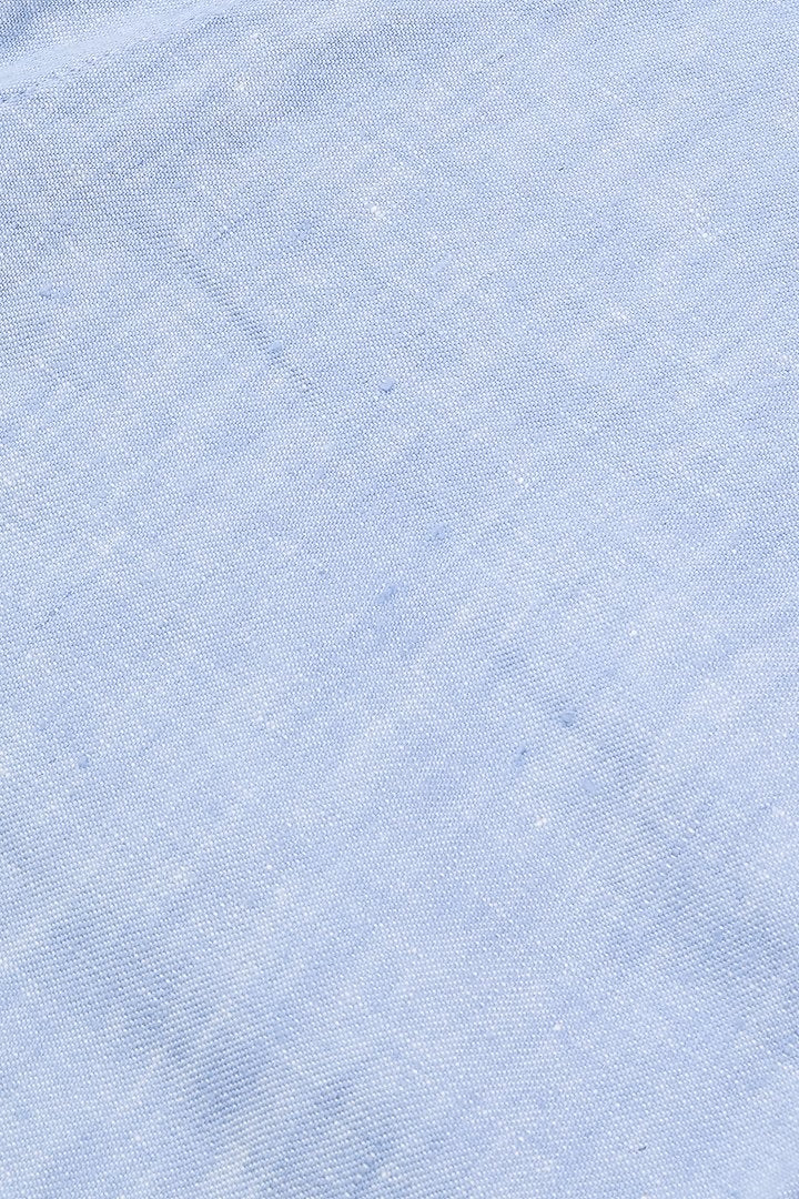 Mens chino shorts in iced blue linen Fabric 