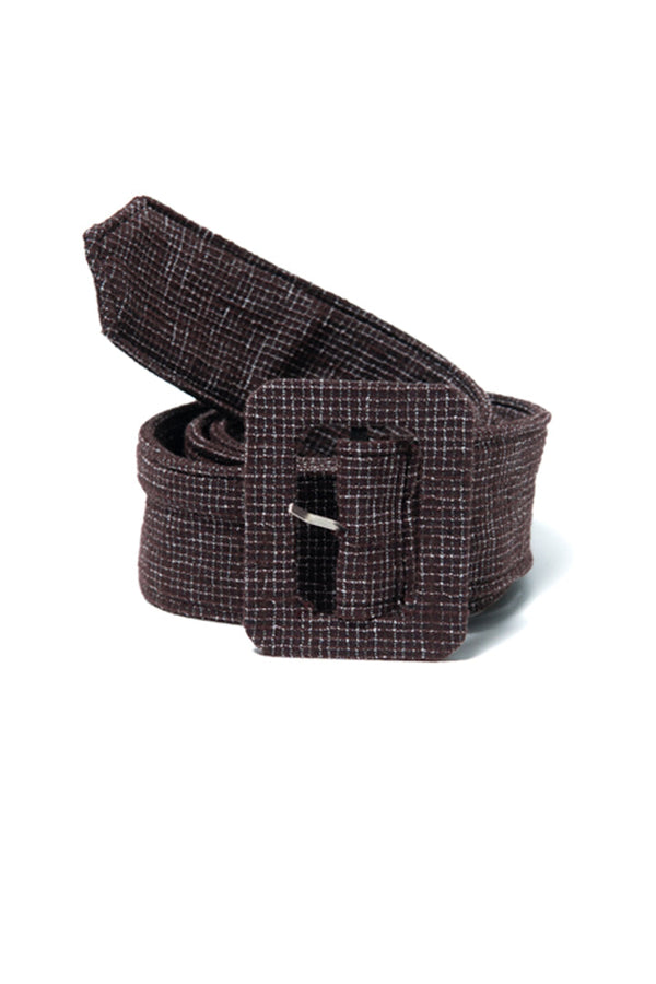 Coconut Brown Checks Stretch Belt