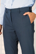 Custom fit Dress pant trousers in a stretch navy Poly Viscose fabric