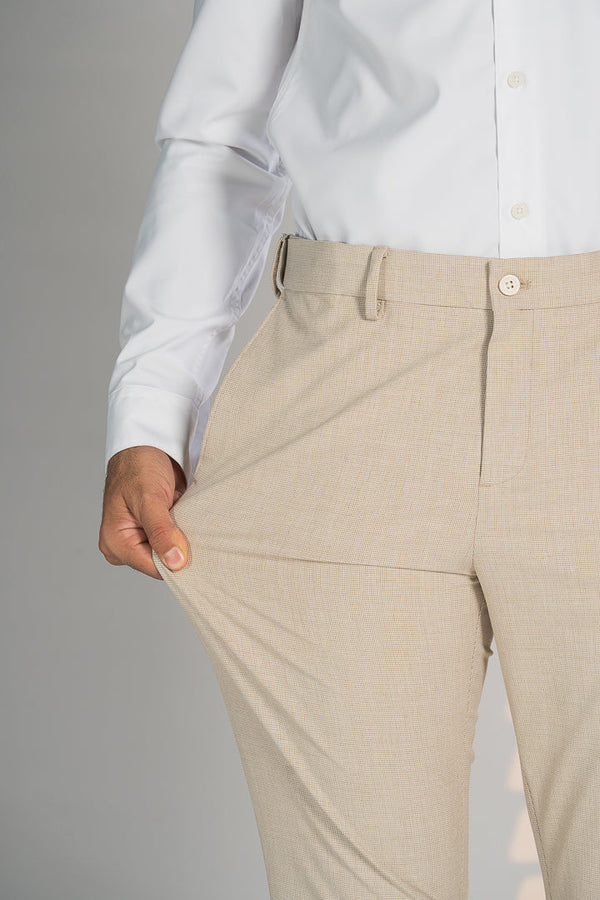 Stone Khaki Houndstooth Pants