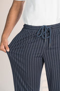 Custom fit Dress pant trousers in a stretch navy Poly Viscose fabric