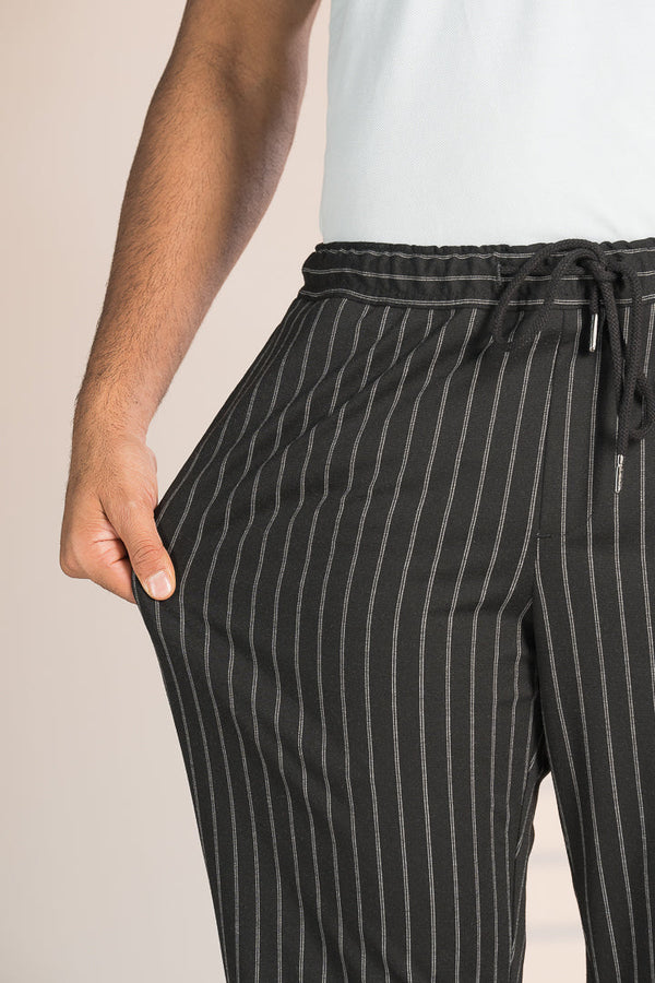 Black Pinstripe Power-Stretch Joggers