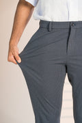 Custom fit Dress pant trousers in a stretch navy Poly Viscose fabric