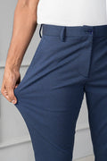 Custom fit Dress pant trousers in a stretch navy Poly Viscose fabric