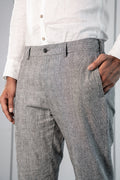 Custom fit Dress pant trousers in a stretch navy Poly Viscose fabric