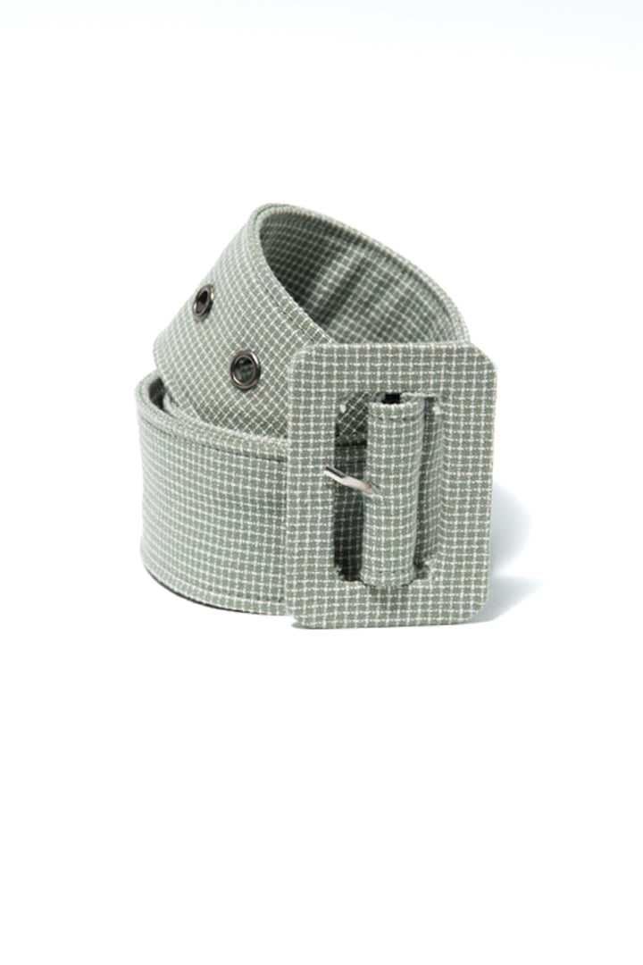 Mint Green Check Stretchable Belt