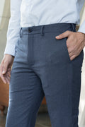 Custom fit Dress pant trousers in a stretch navy Poly Viscose fabric