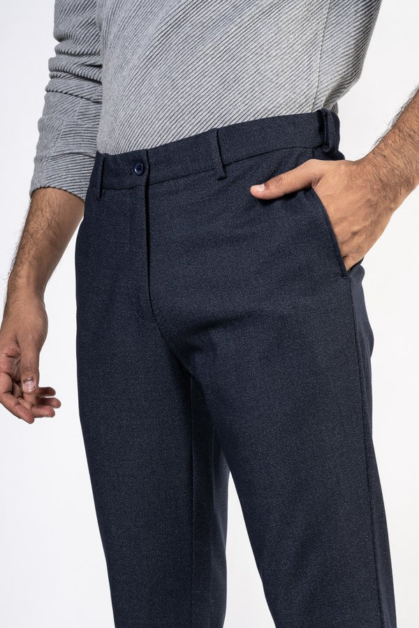 Navy Speckled Merino Wool Pants