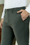 Custom fit Dress pant trousers in a stretch navy Poly Viscose fabric