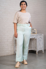 Ice Green Cotton Linen Pants