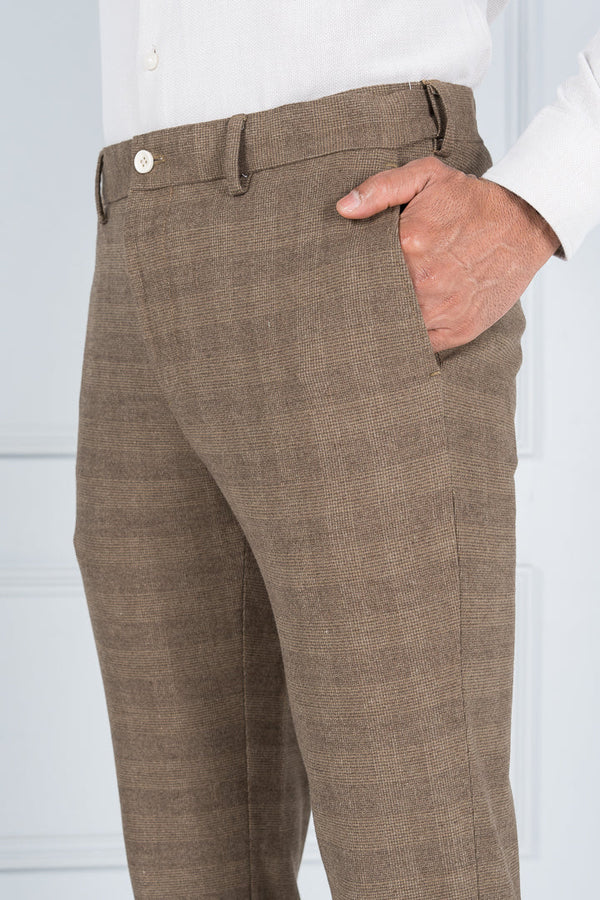 Khaki Plaid Formal Pants