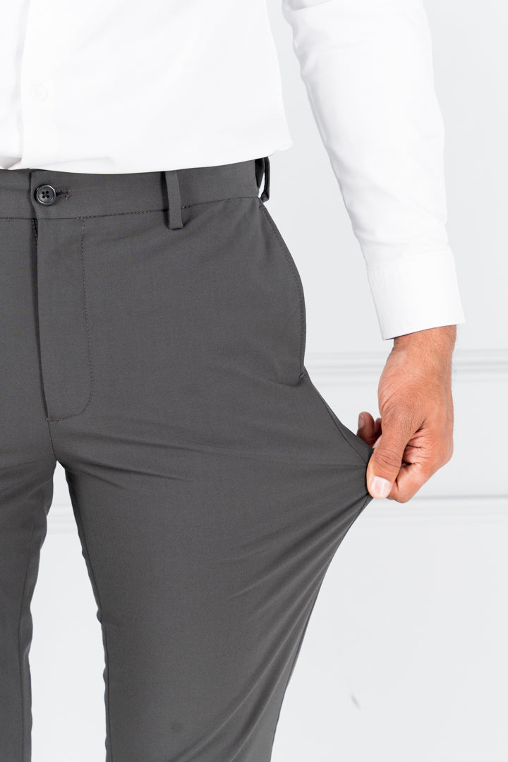 Dark Grey Stretch Formal Pants