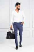 Custom fit Dress pant trousers in a stretch navy Poly Viscose fabric