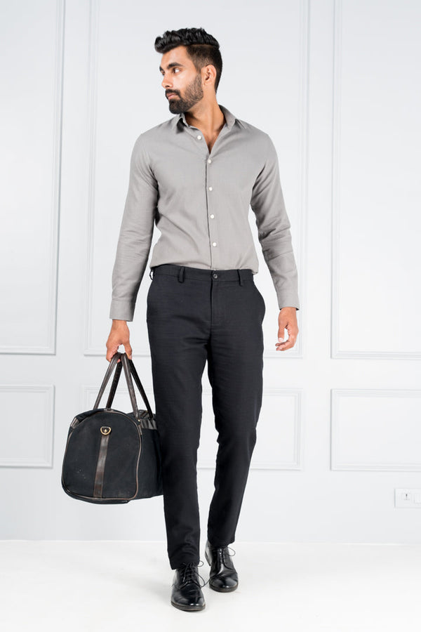 Black Cotton Linen Pants